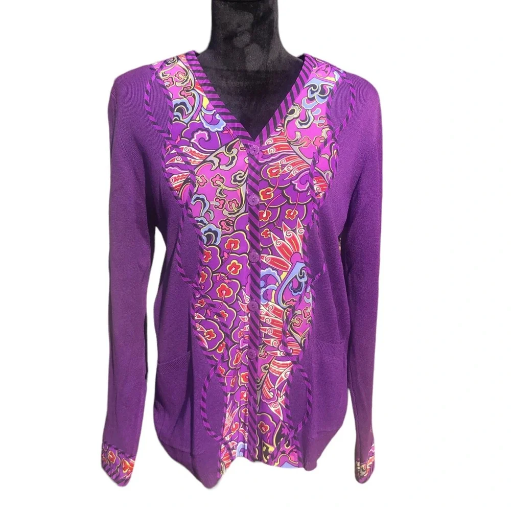 Koos of Course Purple Printed Cardigan Small - Picture 13 of 13